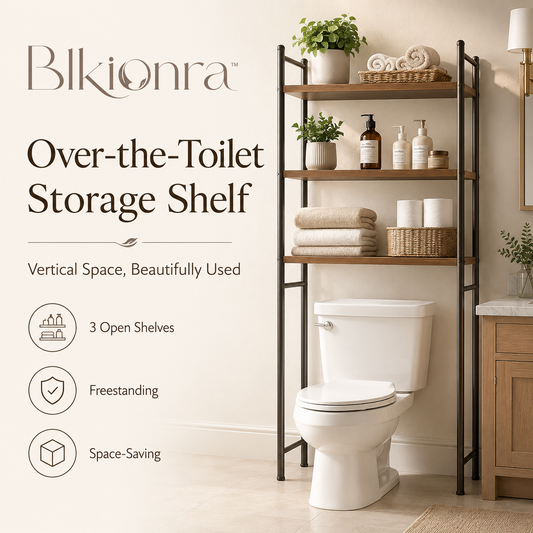 Blkionra™ 3-Tier Over-the-Toilet Bathroom Storage Shelf – Freestanding Space-Saving Organizer for Towels, Toilet Paper & Toiletries